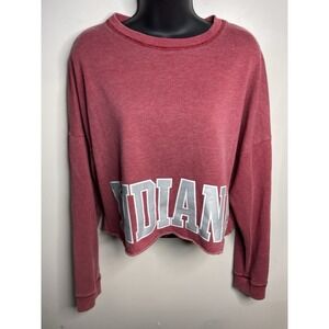 Victorias Secret Pink Sweater Womens S Small Red Cropped Oversized Indiana Univ.